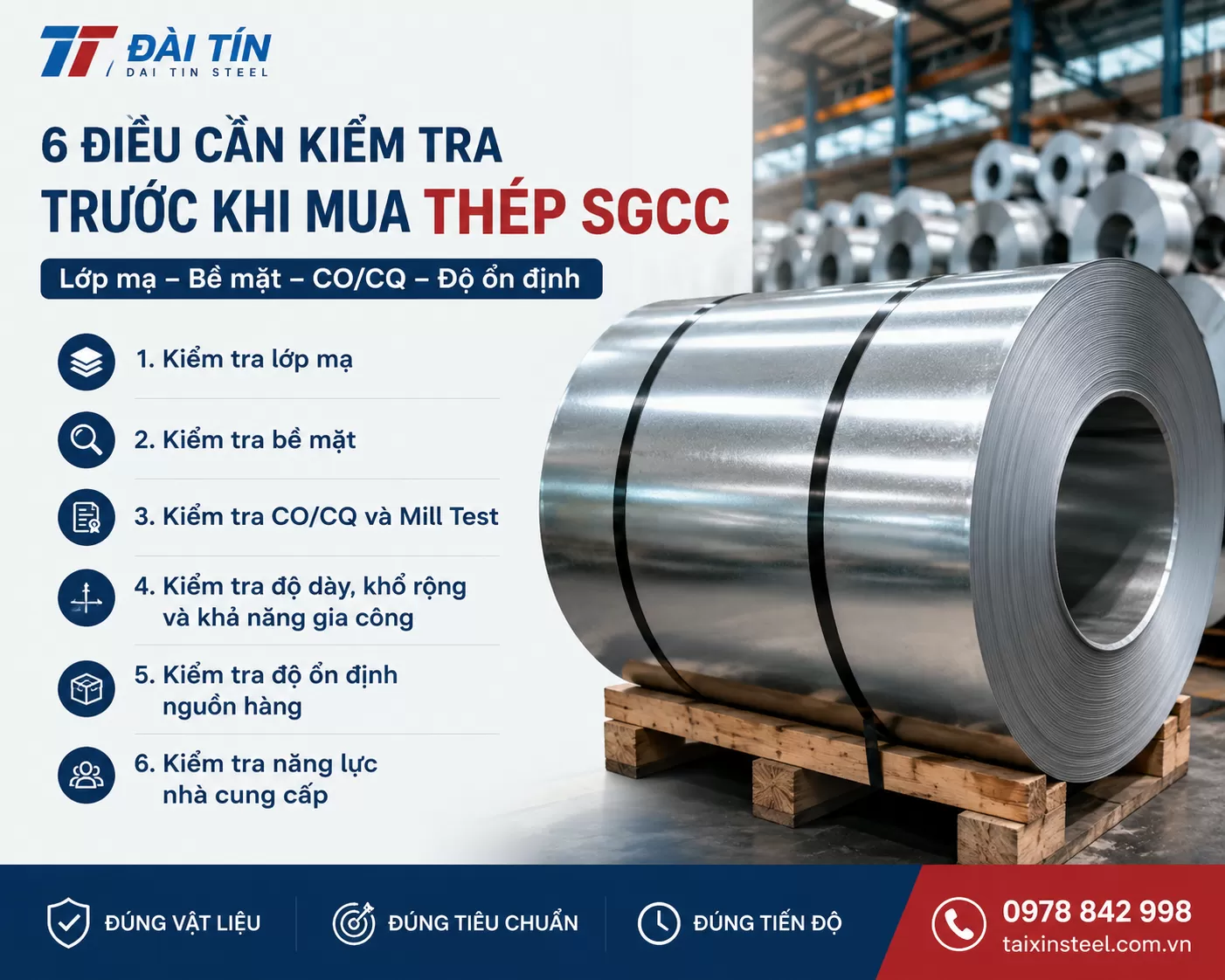 6 Điều Cần Kiểm Tra Trước Khi Mua Thép SGCC: Lớp Mạ, Bề Mặt, CO/CQ Và Độ Ổn Định
