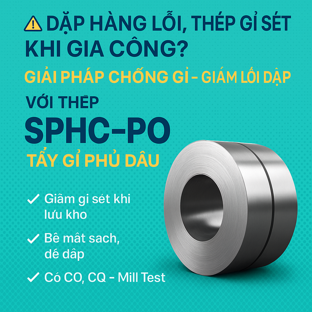 Giải pháp chống gỉ – giảm lỗi dập với thép SPHC-PO tẩy gỉ phủ dầu