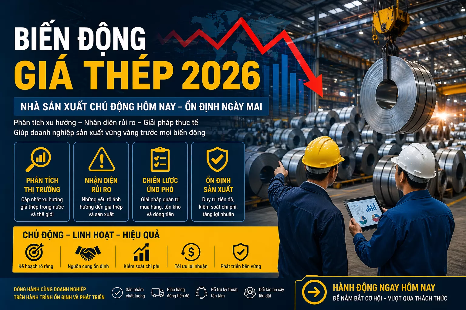 Biến động giá thép 2026: Nhà sản xuất cần làm gì để ổn định sản xuất và tránh bị động?