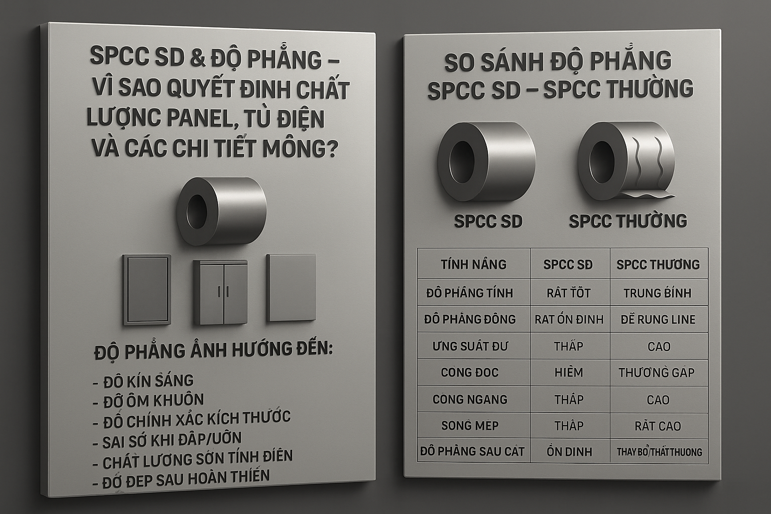 SPCC SD & ĐỘ PHẲNG – VÌ SAO QUYẾT ĐỊNH CHẤT LƯỢNG PANEL, TỦ ĐIỆN VÀ CÁC CHI TIẾT MỎNG?