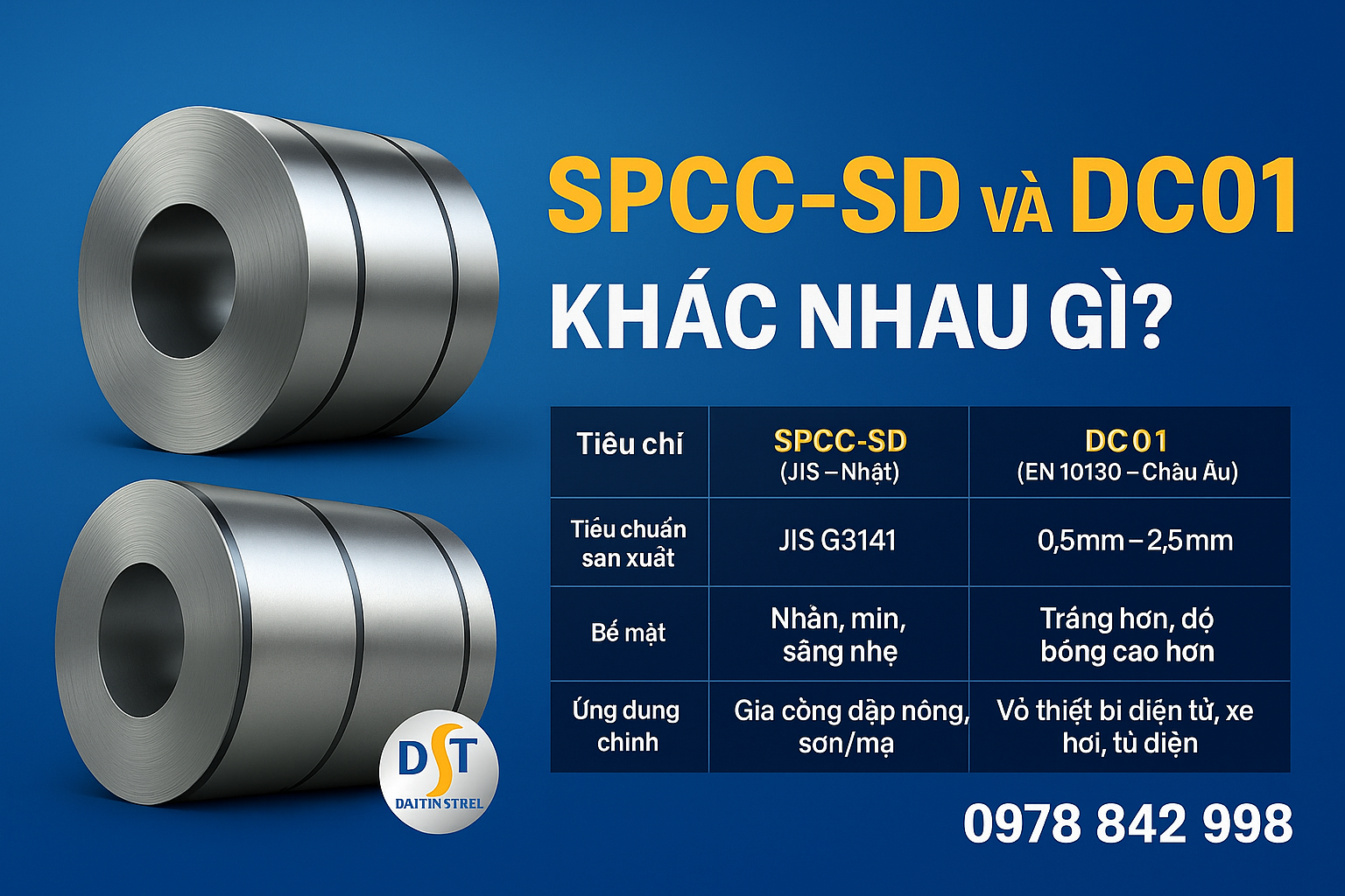 SPCC-SD và DC01 khác nhau gì? Phân biệt để không nhầm vật tư sản xuất