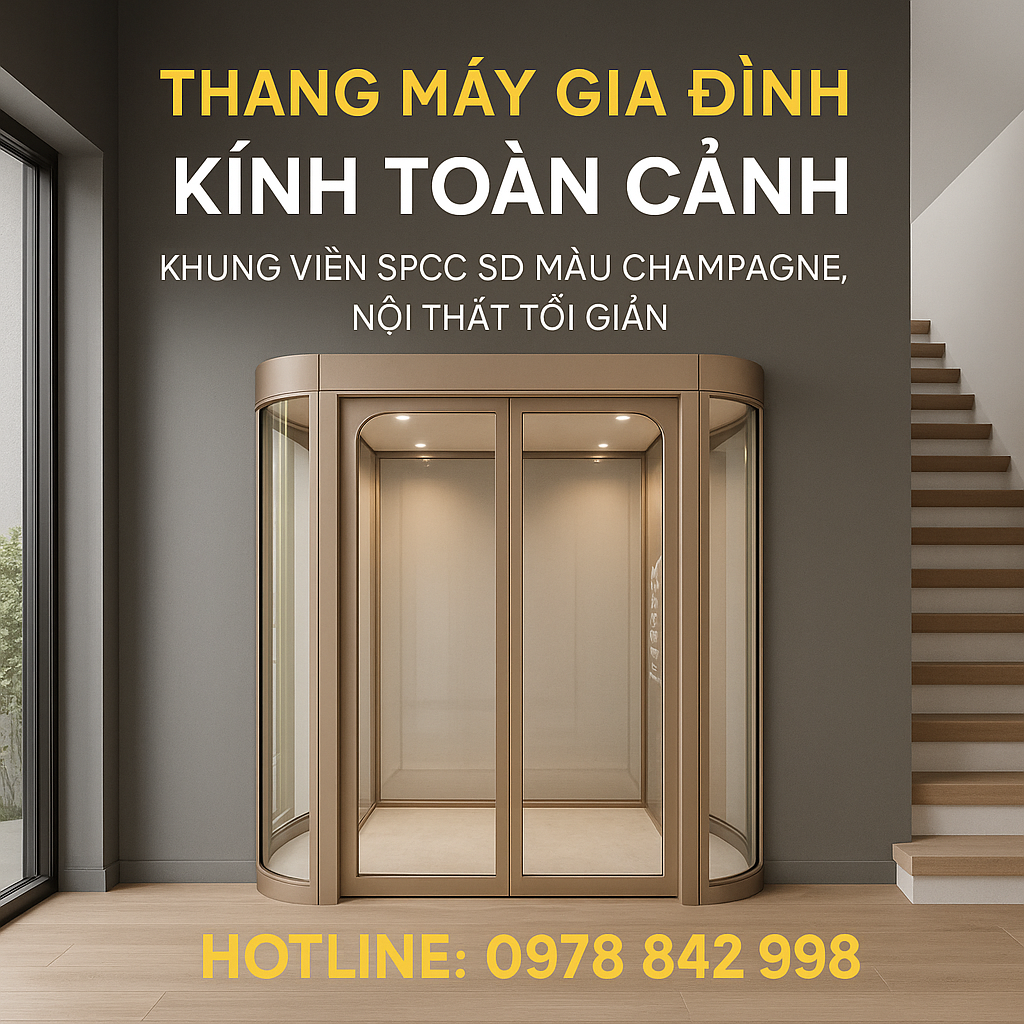 Thang máy tải trọng 300–500kg: Lựa chọn tối ưu cho nhà phố và gia đình nhiều thế hệ
