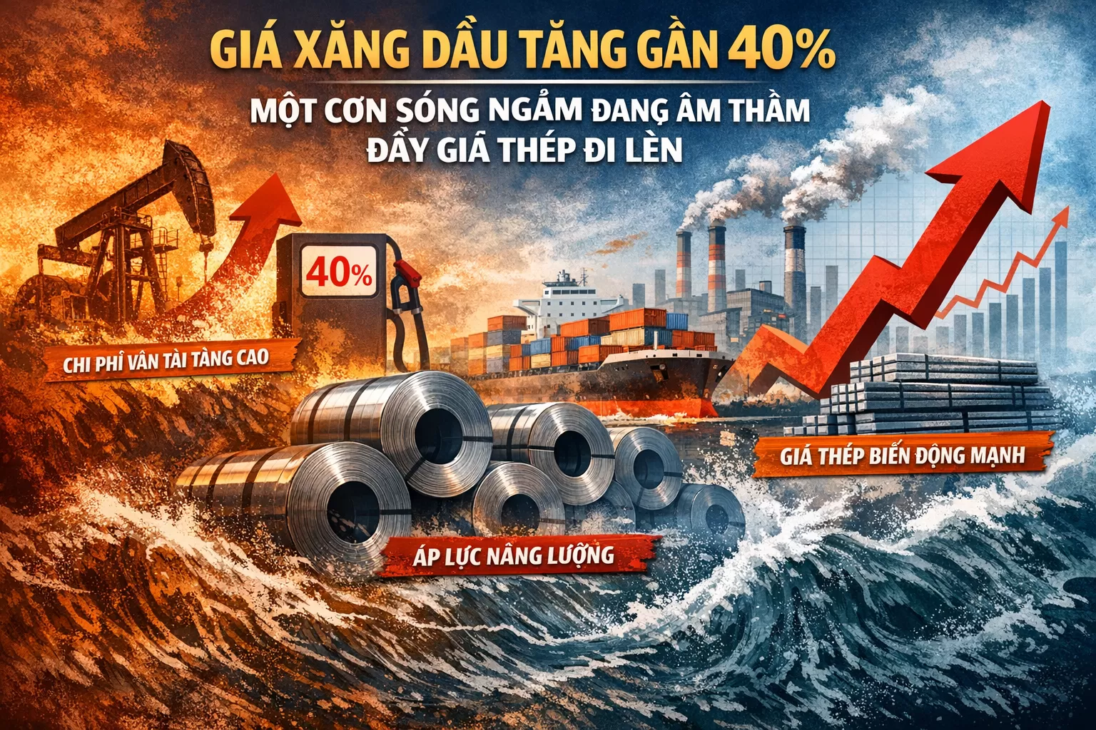 Giá xăng dầu tăng gần 40%: Một cơn sóng ngầm đang âm thầm đẩy giá thép đi lên
