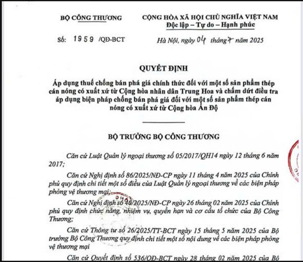 Thuế chống bán phá giá và tác động đến thị trường thép cán nguội: Góc nhìn từ Đài Tín