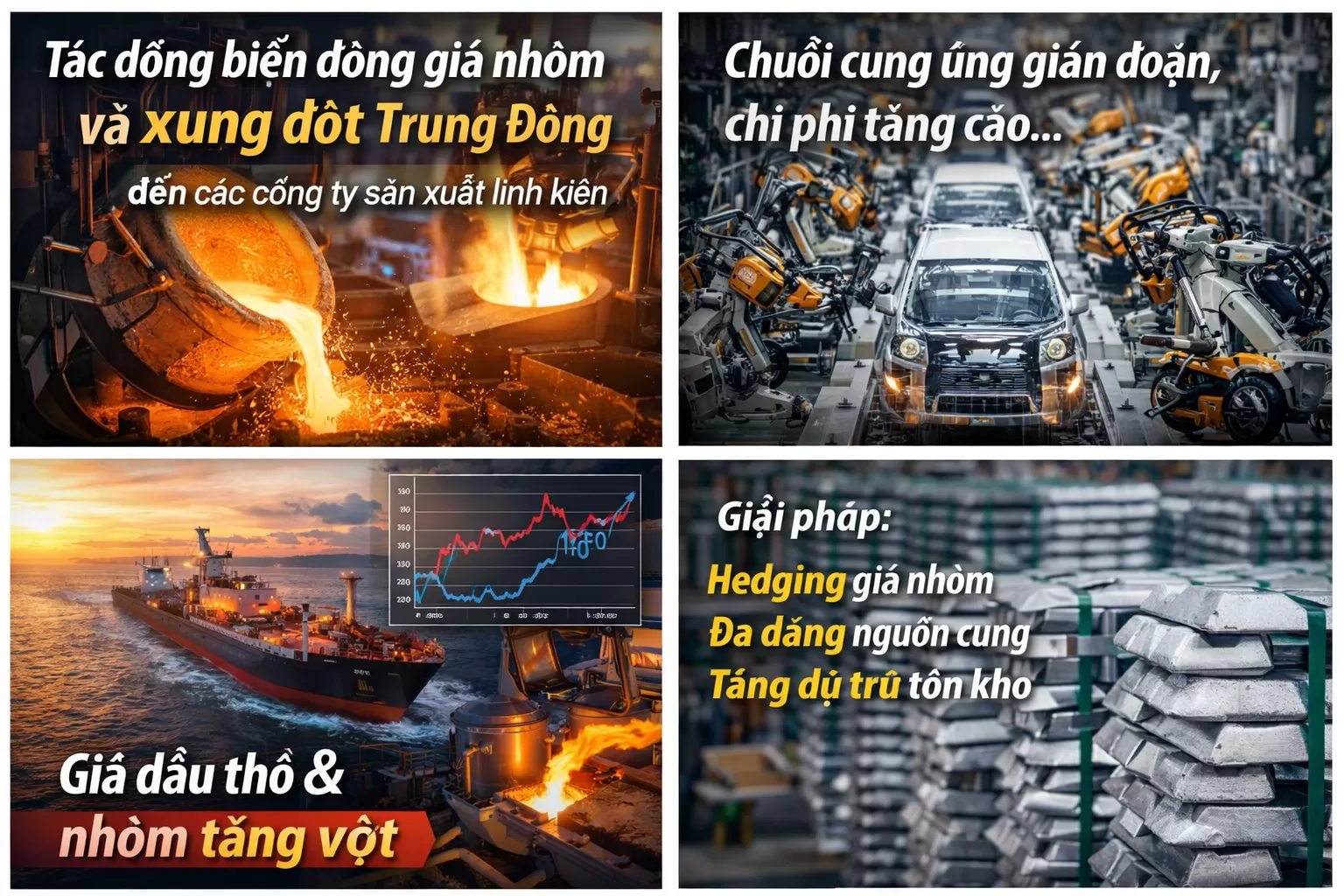Biến động giá nhôm và địa chính trị đang tác động như thế nào đến doanh nghiệp sản xuất linh kiện ô tô, xe máy, điện tử?