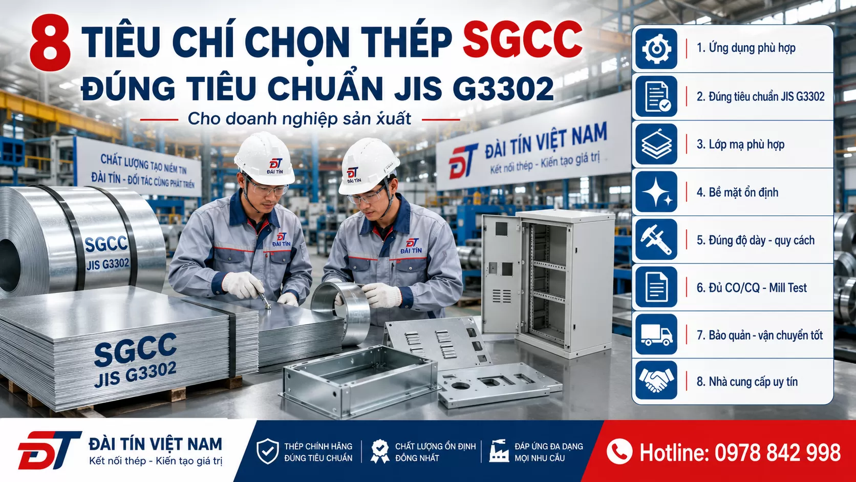 8 Tiêu Chí Chọn Thép SGCC Đúng Tiêu Chuẩn JIS G3302 Cho Doanh Nghiệp Sản Xuất